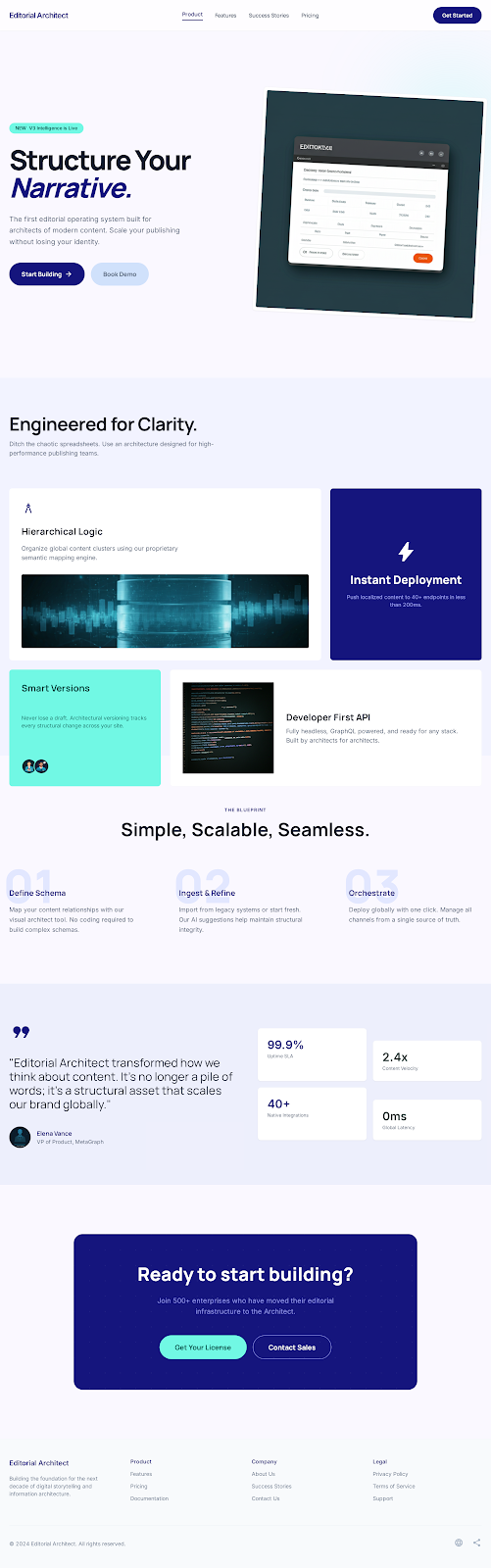 A SaaS landing page
